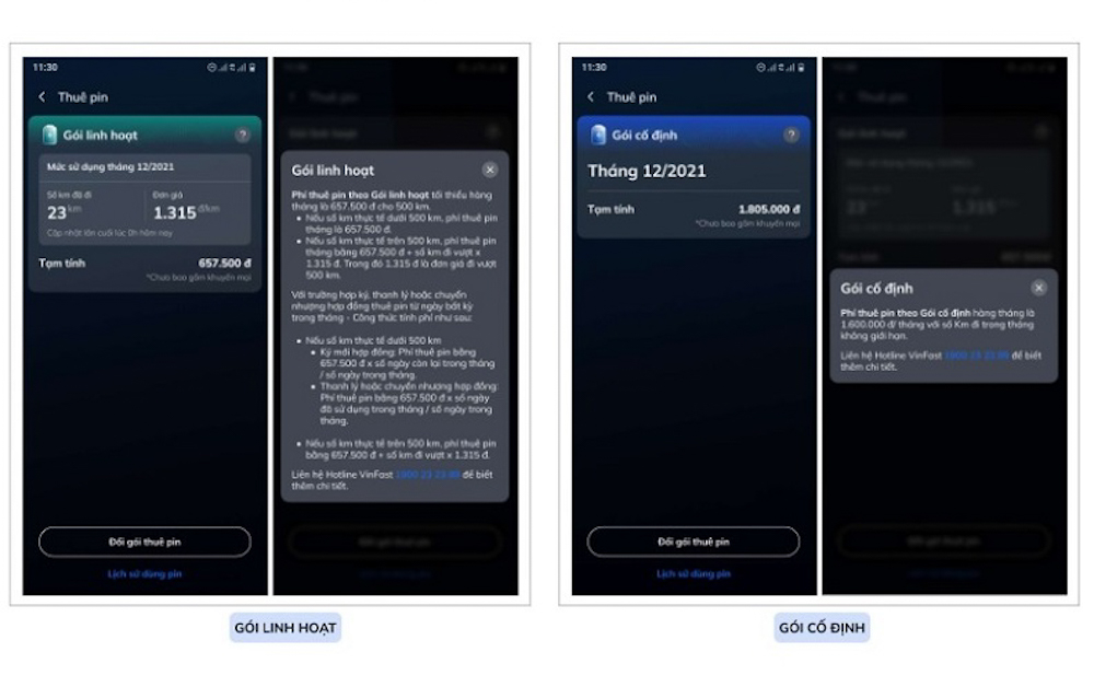 Cập nhật dẫn sử dụng Ứng dụng VinFast cho ô tô điện | Người dùng có thể chọn gói thuê pin phù hợp với nhu cầu sử dụng thông qua Ứng dụng VinFast