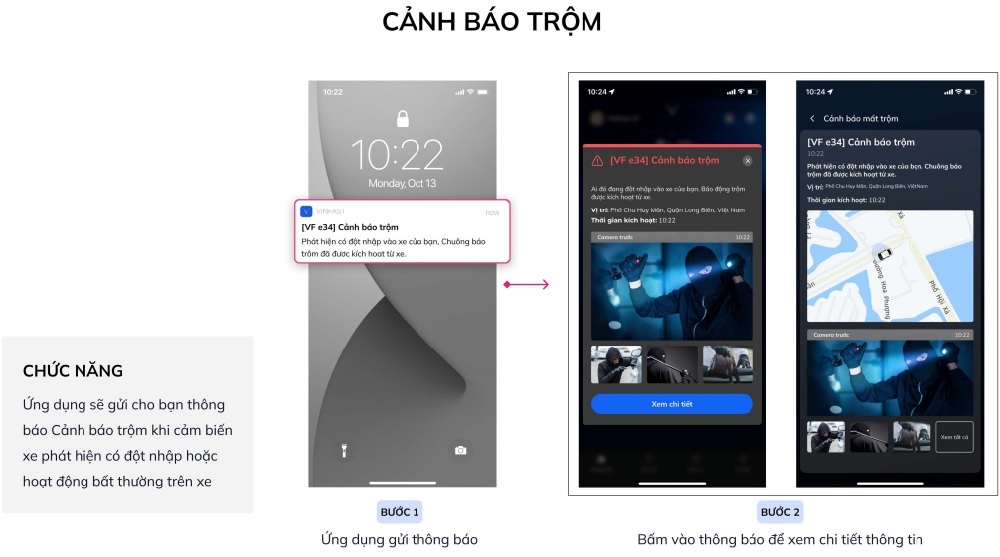 Hướng dẫn sử dụng Ứng dụng VinFast cho ô tô điện | Tính năng cảnh báo trộm trên xe ô tô điện VinFast khi có xâm nhập bất thường