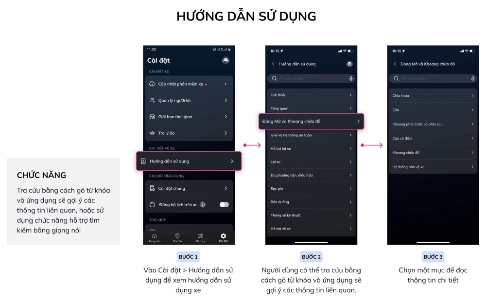 Hướng dẫn sử dụng Ứng dụng VinFast cho ô tô điện | Tra cứu hướng dẫn sử dụng để xem hướng dẫn sử dụng xe