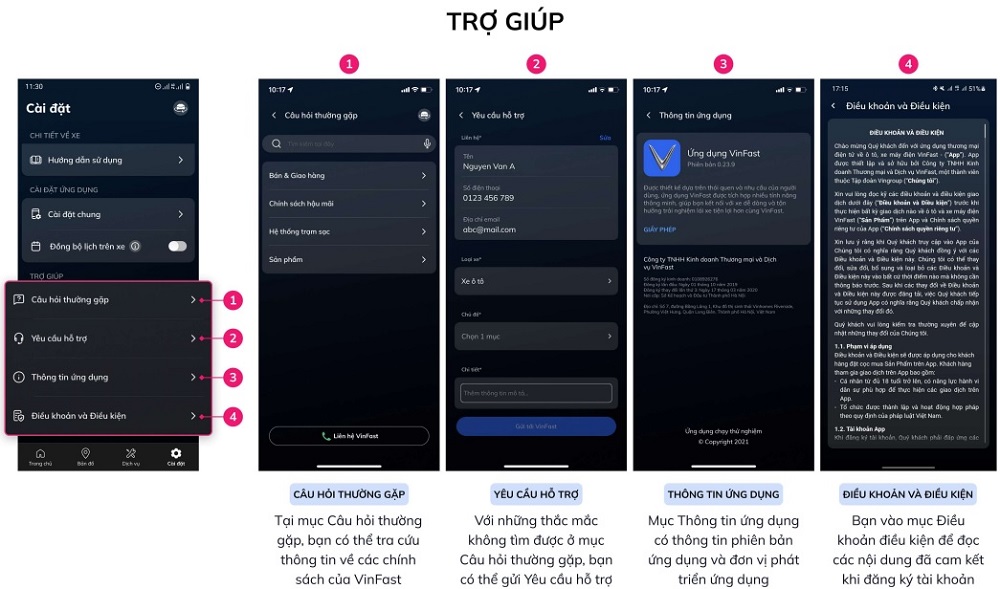 Hướng dẫn sử dụng Ứng dụng VinFast cho ô tô điện | Cách truy cập trợ giúp trên Ứng dụng VinFast cho ô tô điện